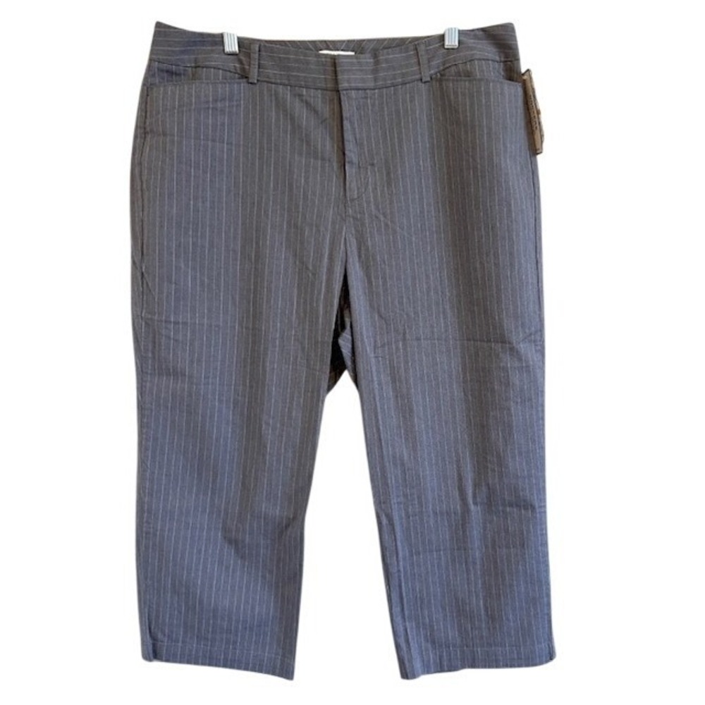 NWT Dockers Women's Metro Capri Gray Stripe Cropped Stretch Pants 16W‎